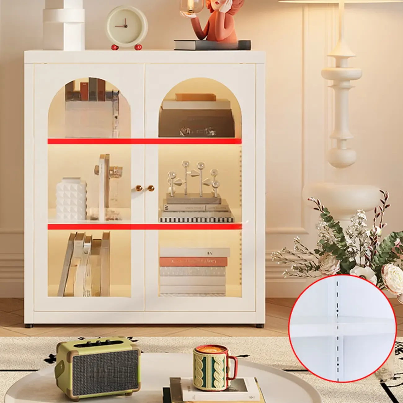 Standard Metal Black Closed Back Bookcase with Doors Image - 8