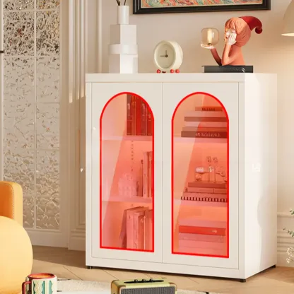 Standard Metal Black Closed Back Bookcase with Doors Image - 10