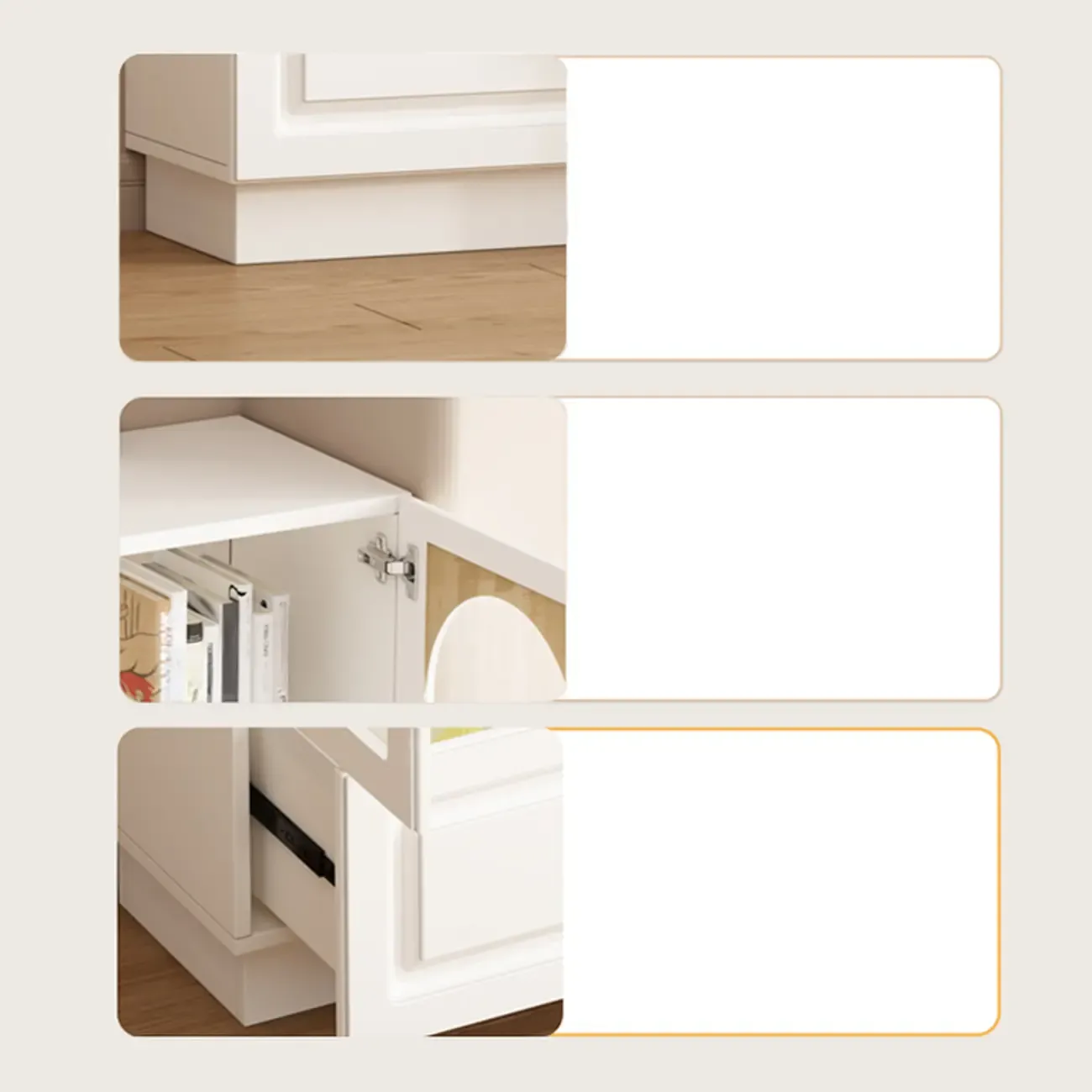 Multifunctional Glass Door Wooden White Bookcase with Drawer Image - 9