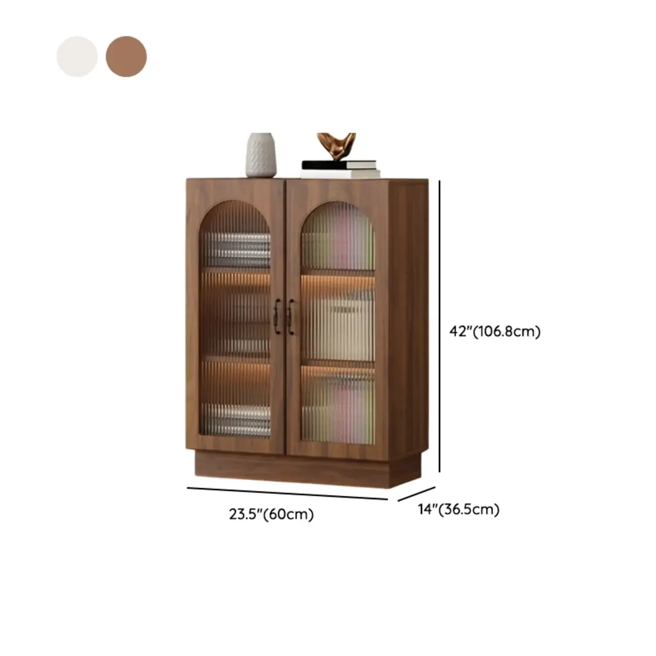 Multifunctional Glass Door Wooden White Bookcase with Drawer Image - 21