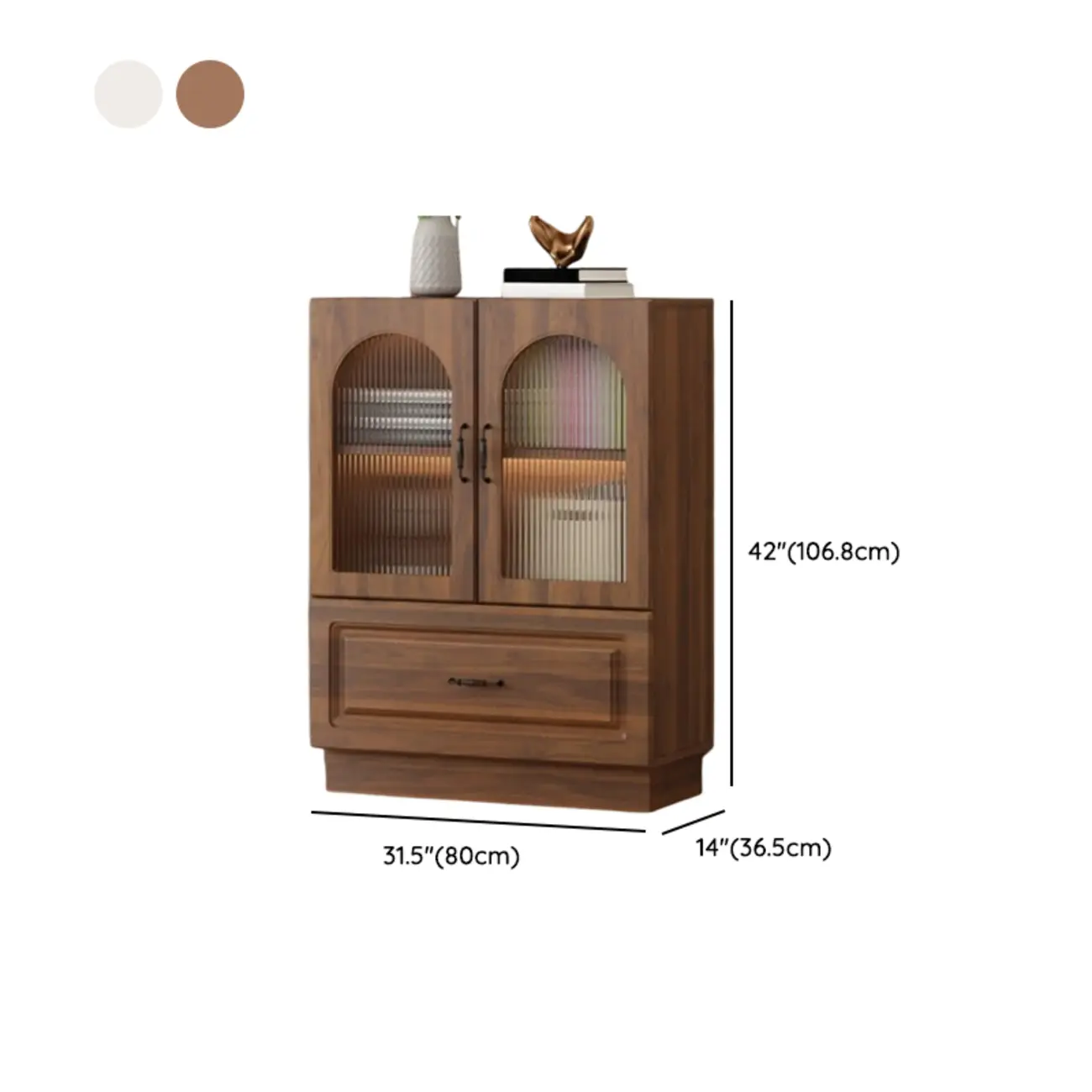 Multifunctional Glass Door Wooden White Bookcase with Drawer Image - 22 | homeyfad