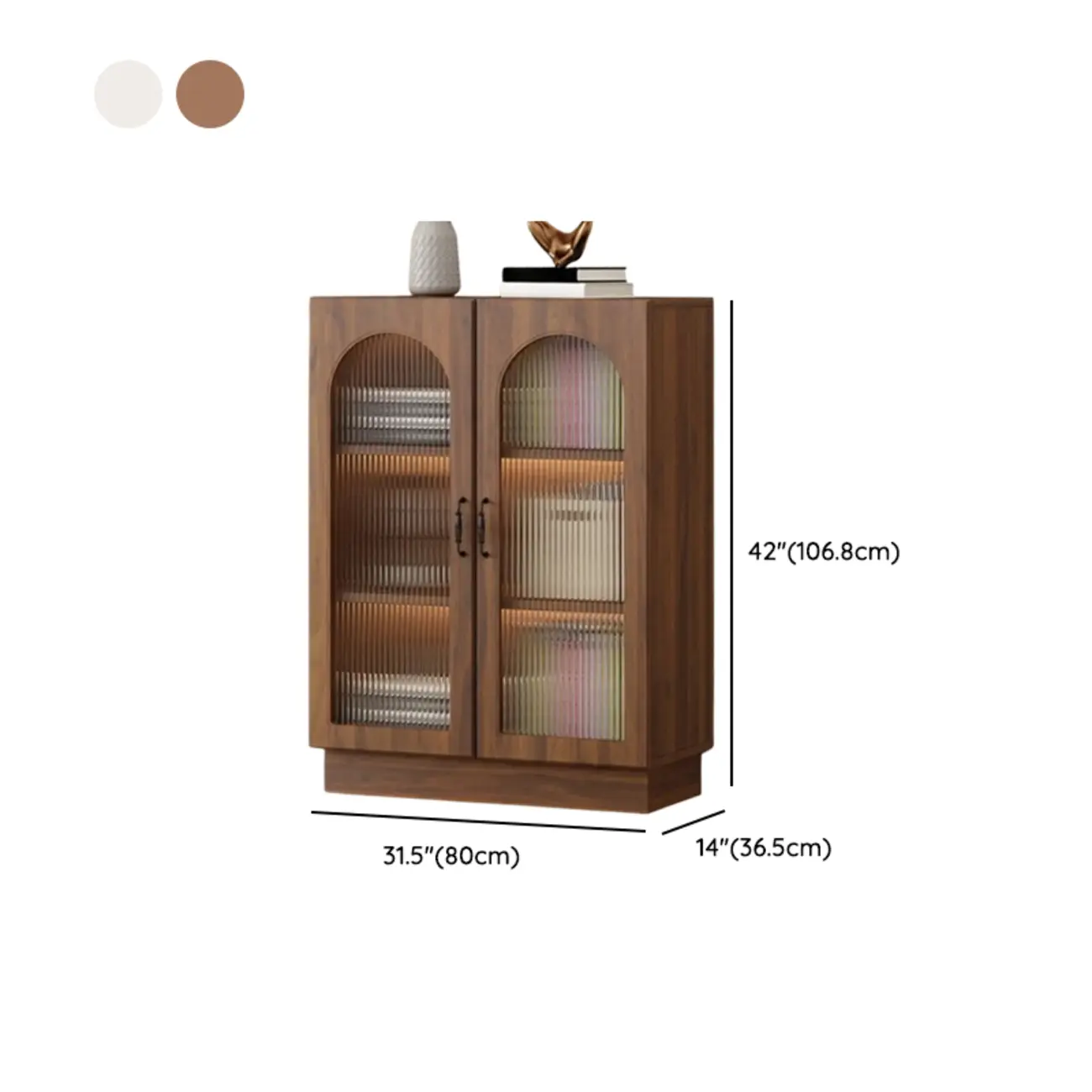 Multifunctional Glass Door Wooden White Bookcase with Drawer Image - 23 | homeyfad