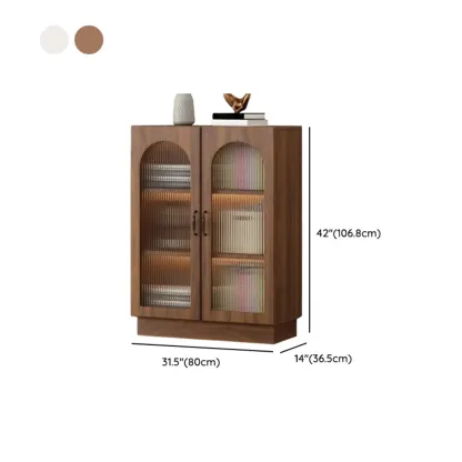 Multifunctional Glass Door Wooden White Bookcase with Drawer Image - 23