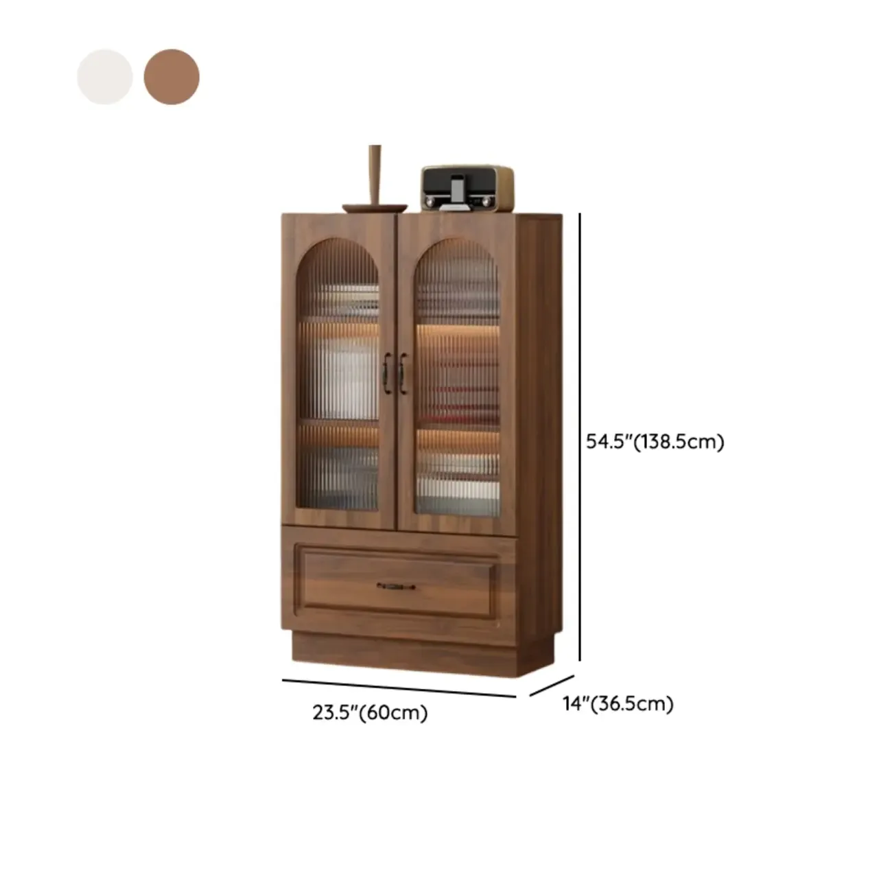 Multifunctional Glass Door Wooden White Bookcase with Drawer Image - 24