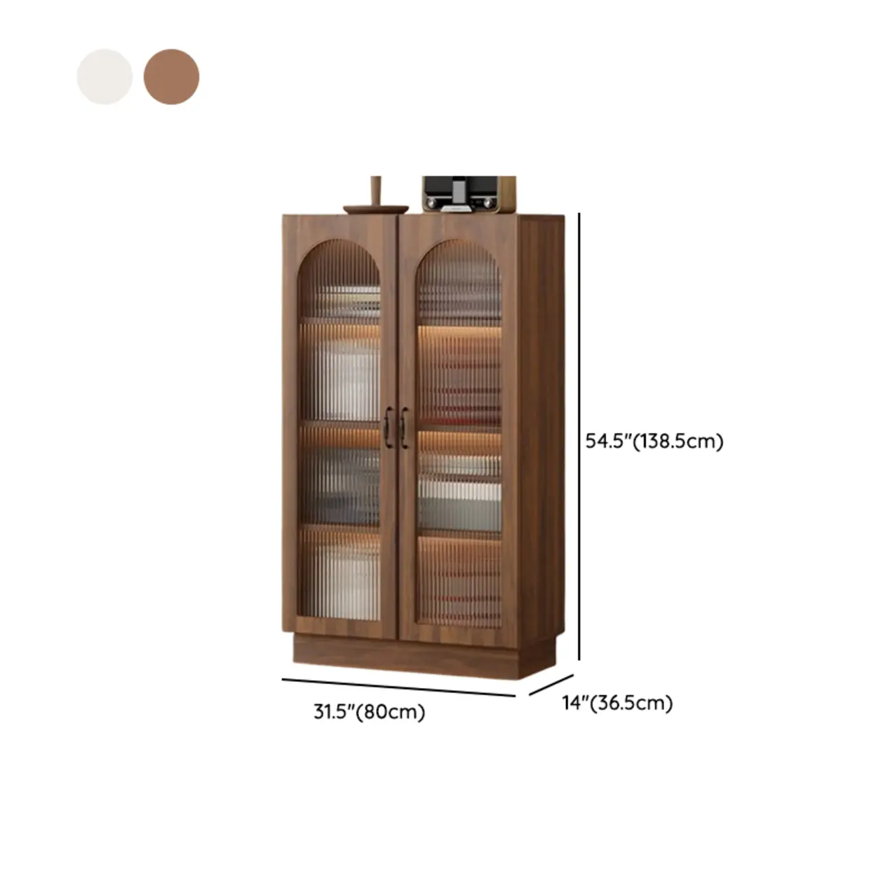 Multifunctional Glass Door Wooden White Bookcase with Drawer Image - 27 | homeyfad