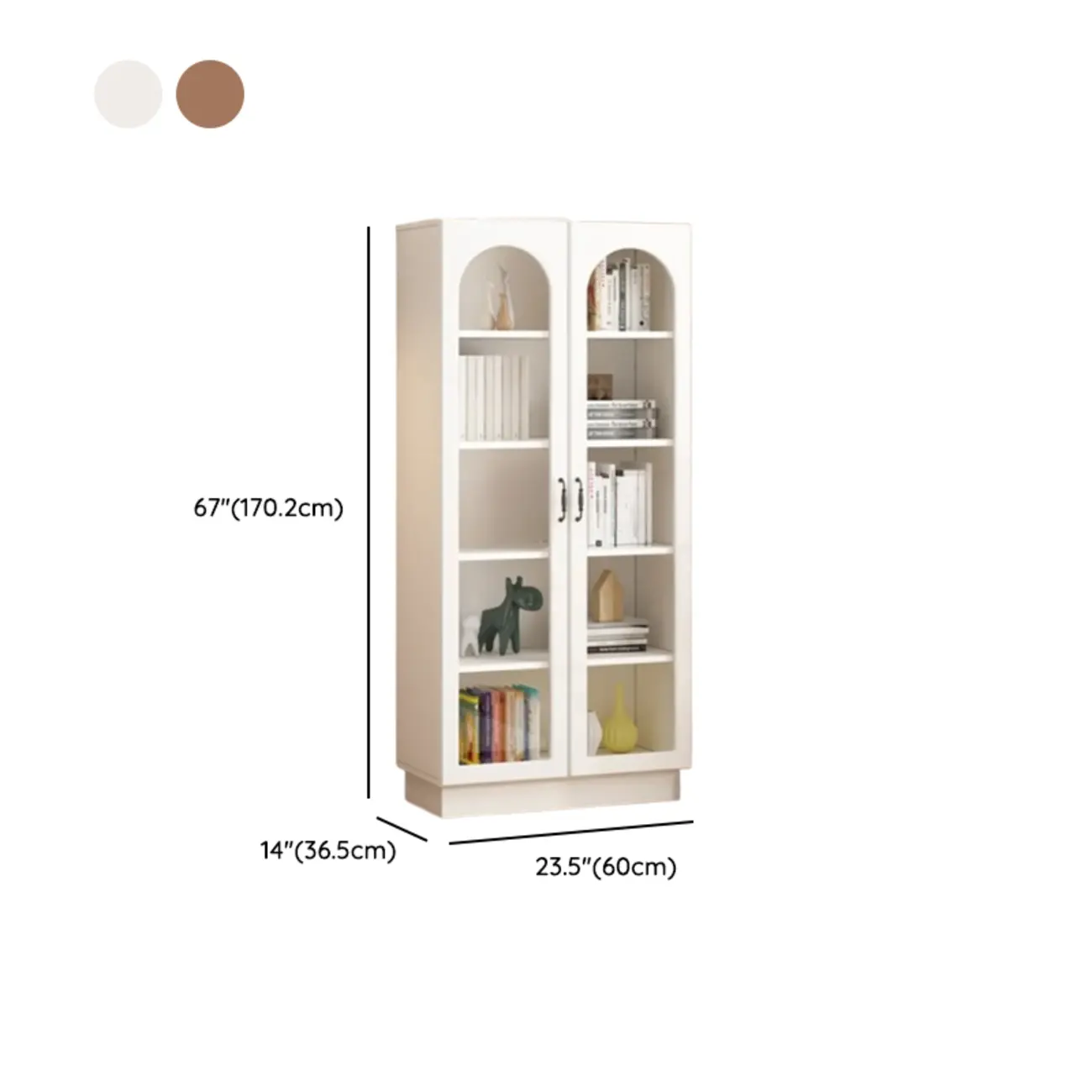 Multifunctional Glass Door Wooden White Bookcase with Drawer Image - 29 | homeyfad