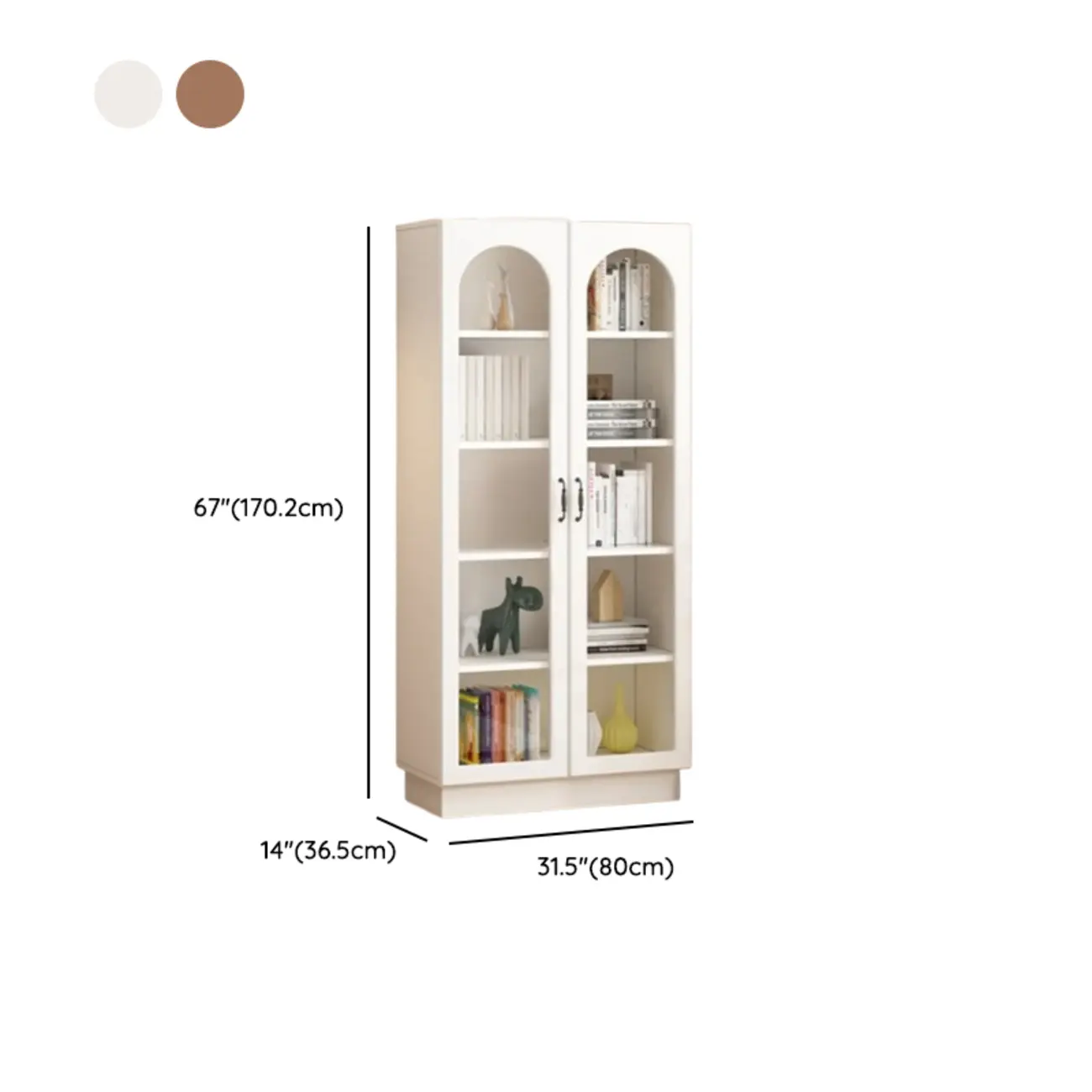 Multifunctional Glass Door Wooden White Bookcase with Drawer Image - 31 | homeyfad