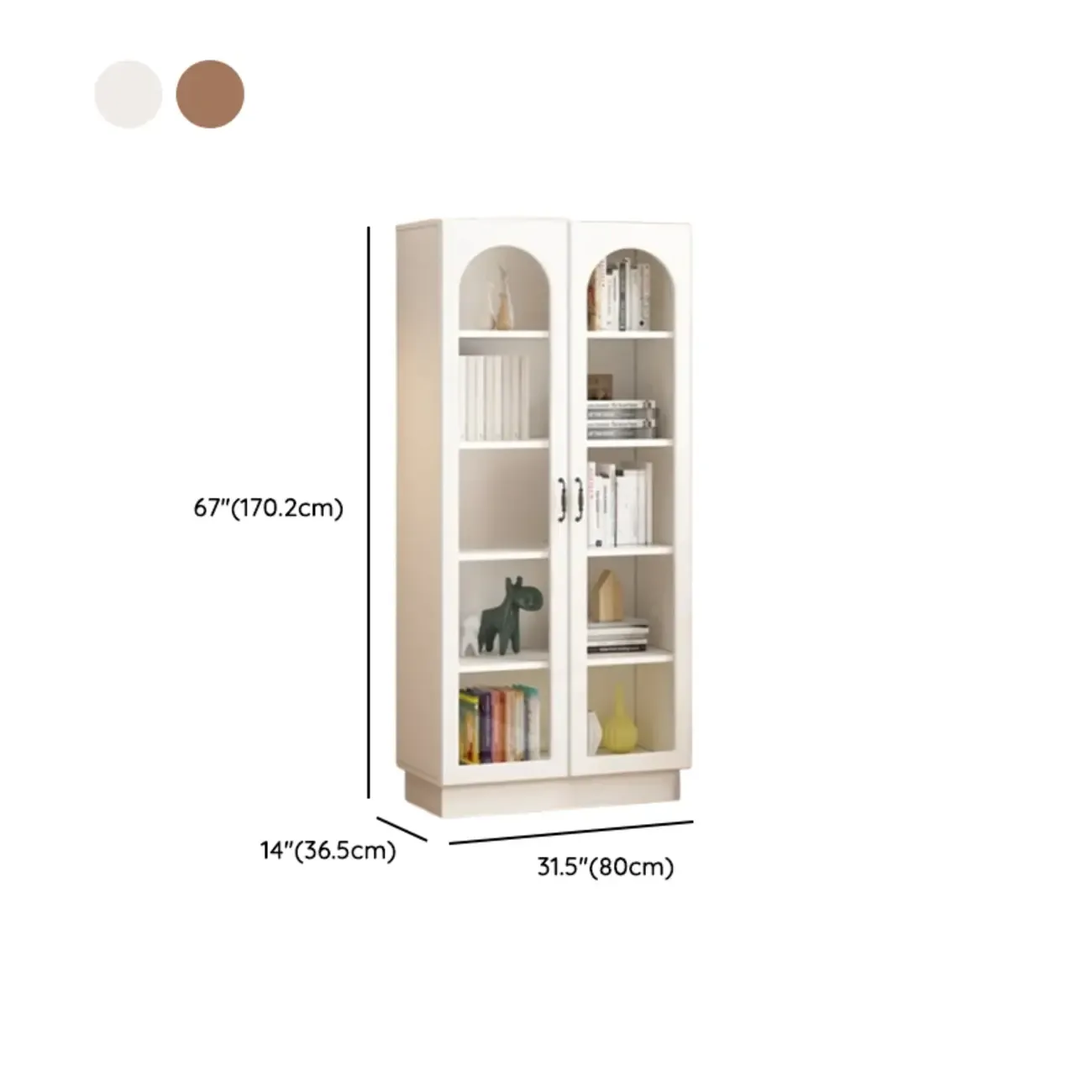 Multifunctional Glass Door Wooden White Bookcase with Drawer Image - 31
