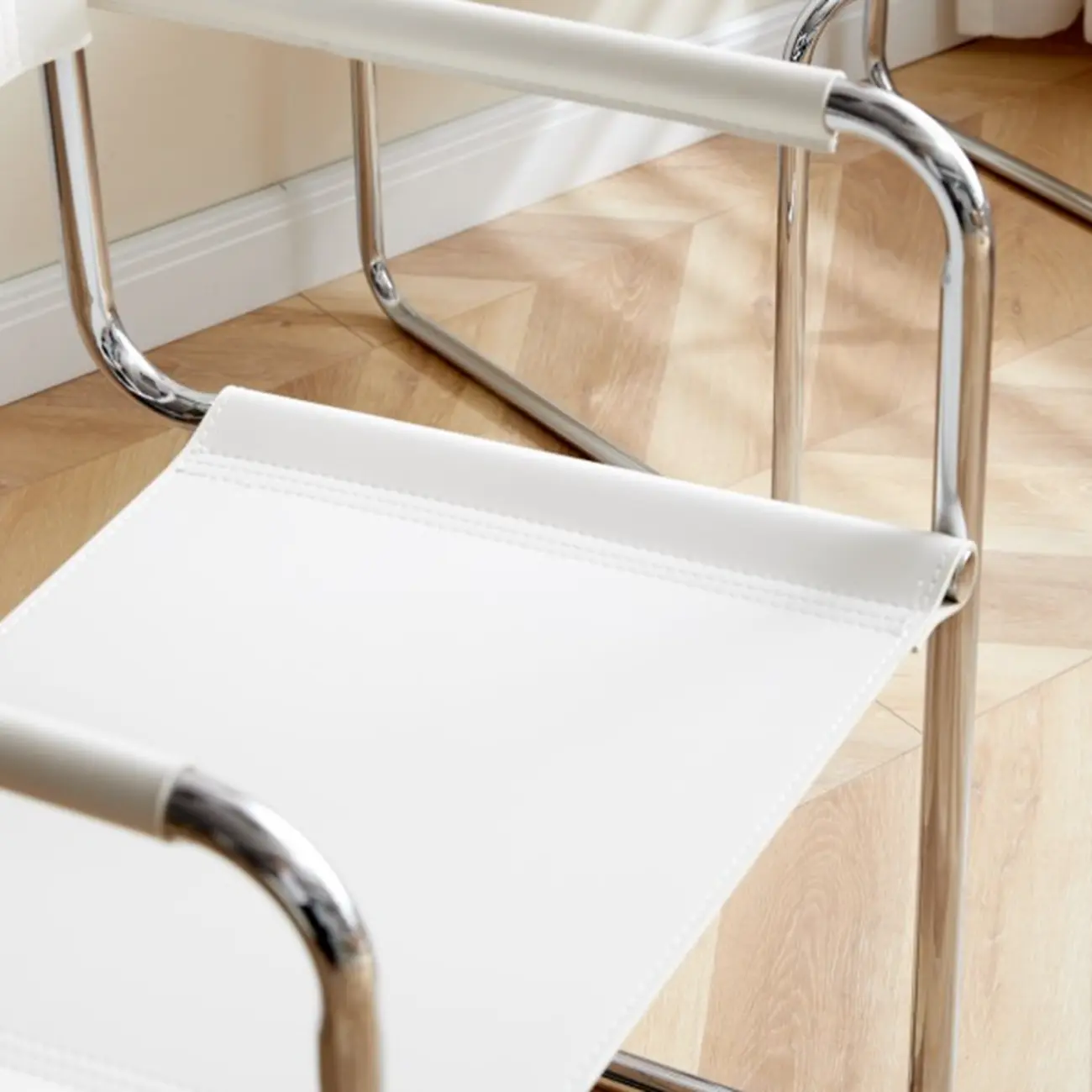 Modern Stainless Steel Open Back Arm Dining Chair Image - 7 | homeyfad