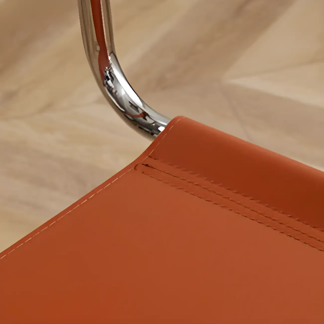 Modern Stainless Steel Open Back Arm Dining Chair Image - 9