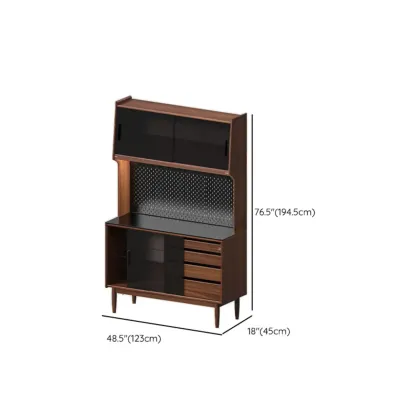 Trendy Wood Brown Slatted Doors Sideboard Pegboard Back Image - 15