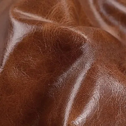 Modern Oiled Leather Tufted Wingback Accent Chair with Arms Image - 4