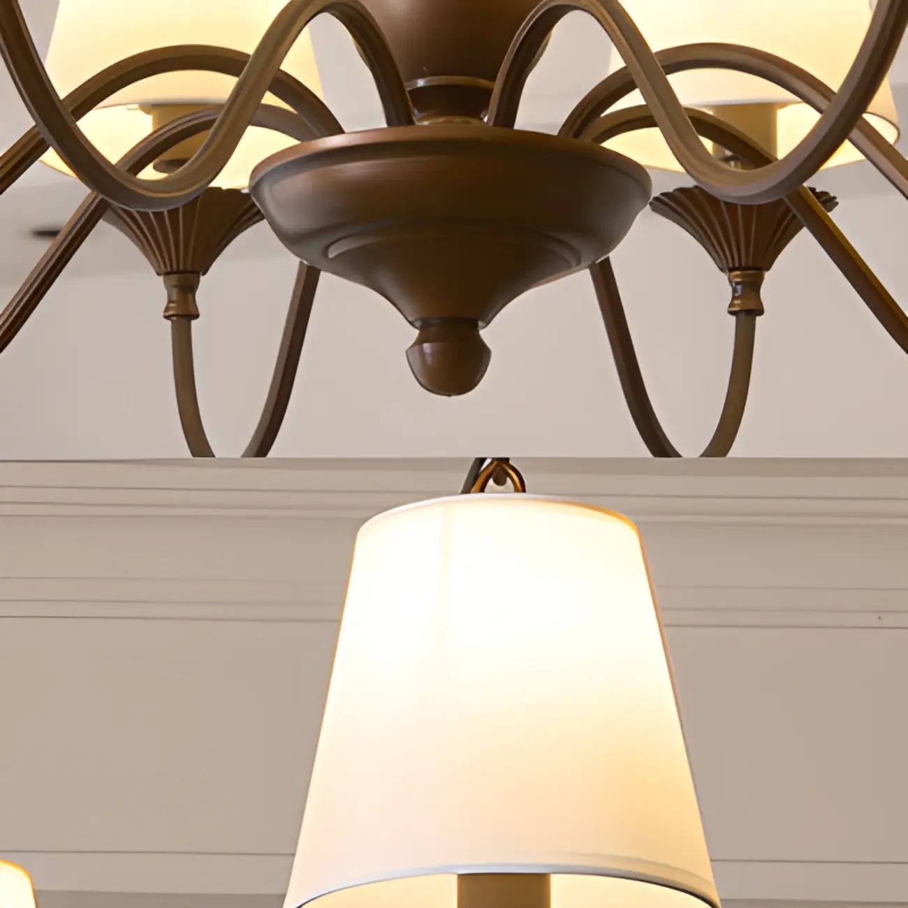 Traditional 8 Lights Barrel Metal and Fabric Chandelier Image - 9 | homeyfad