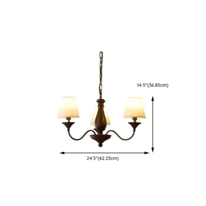 Traditional 8 Lights Barrel Metal and Fabric Chandelier #size
