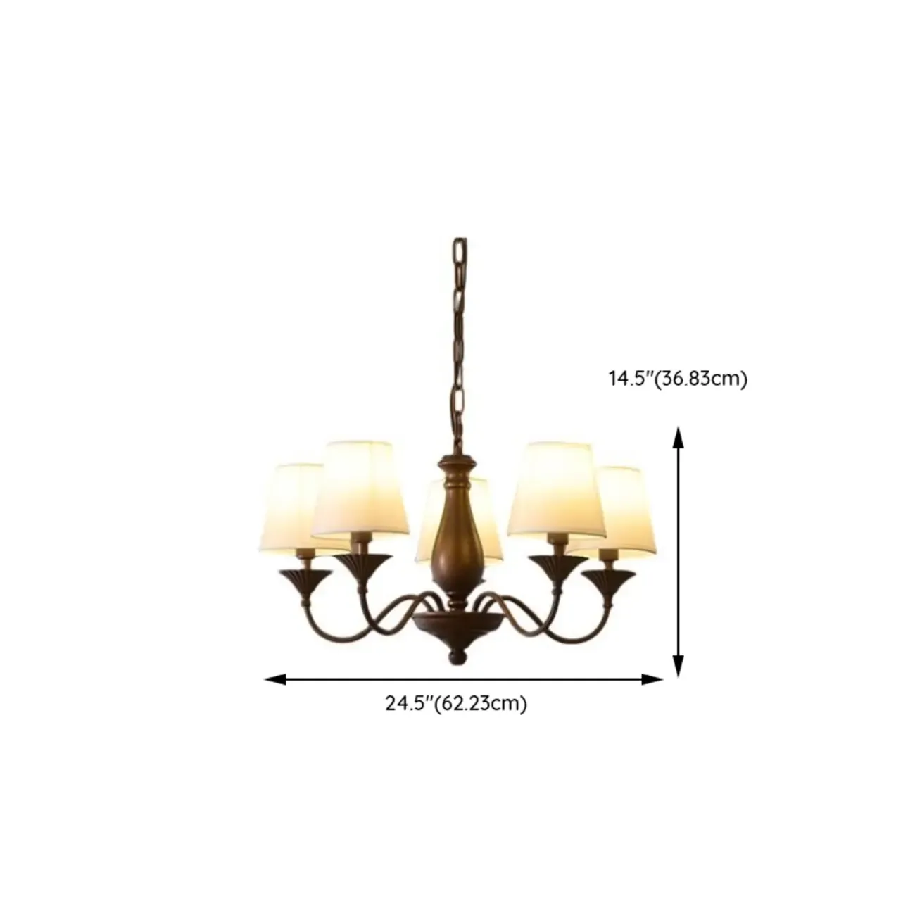 Traditional 8 Lights Barrel Metal and Fabric Chandelier Image - 16