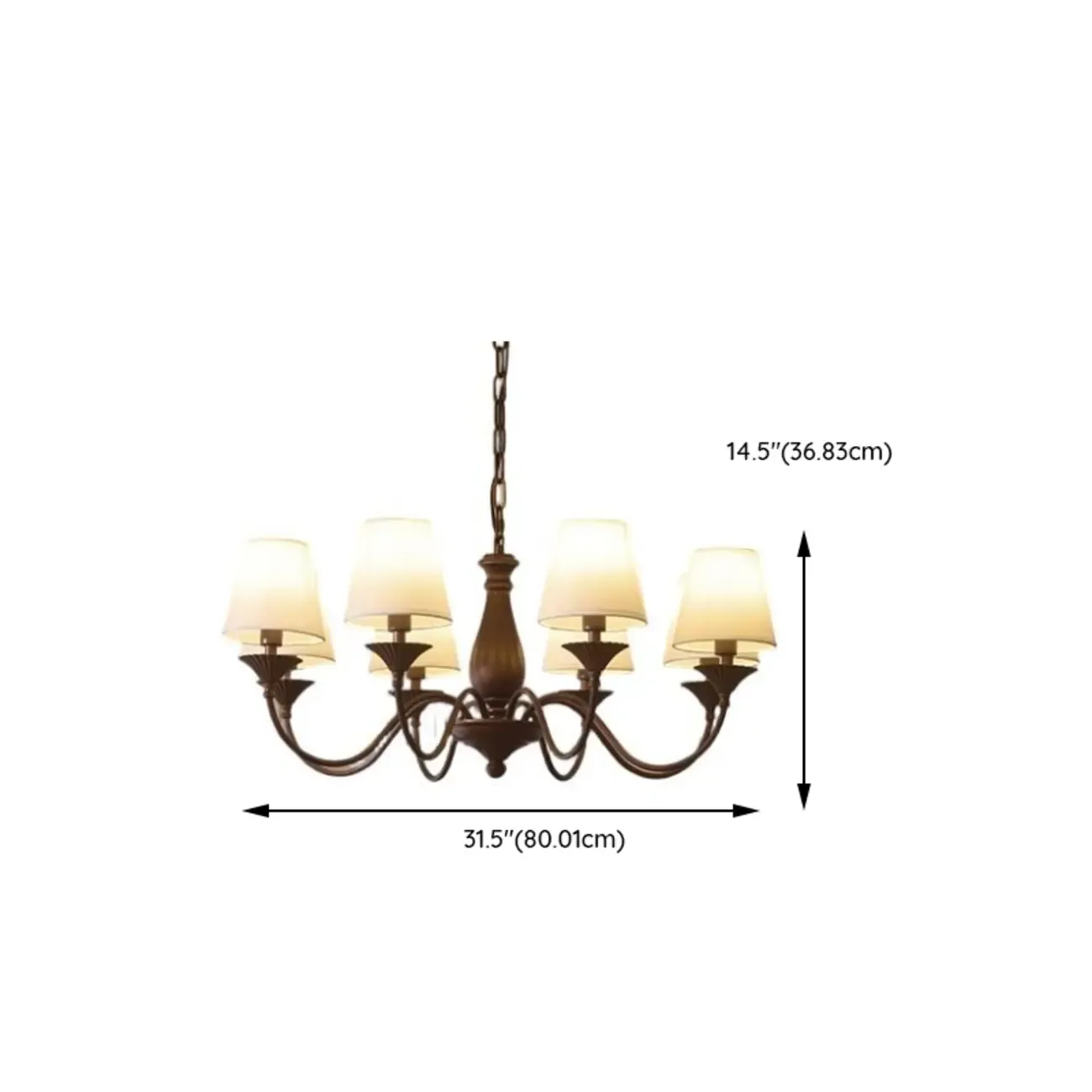 Traditional 8 Lights Barrel Metal and Fabric Chandelier Image - 17