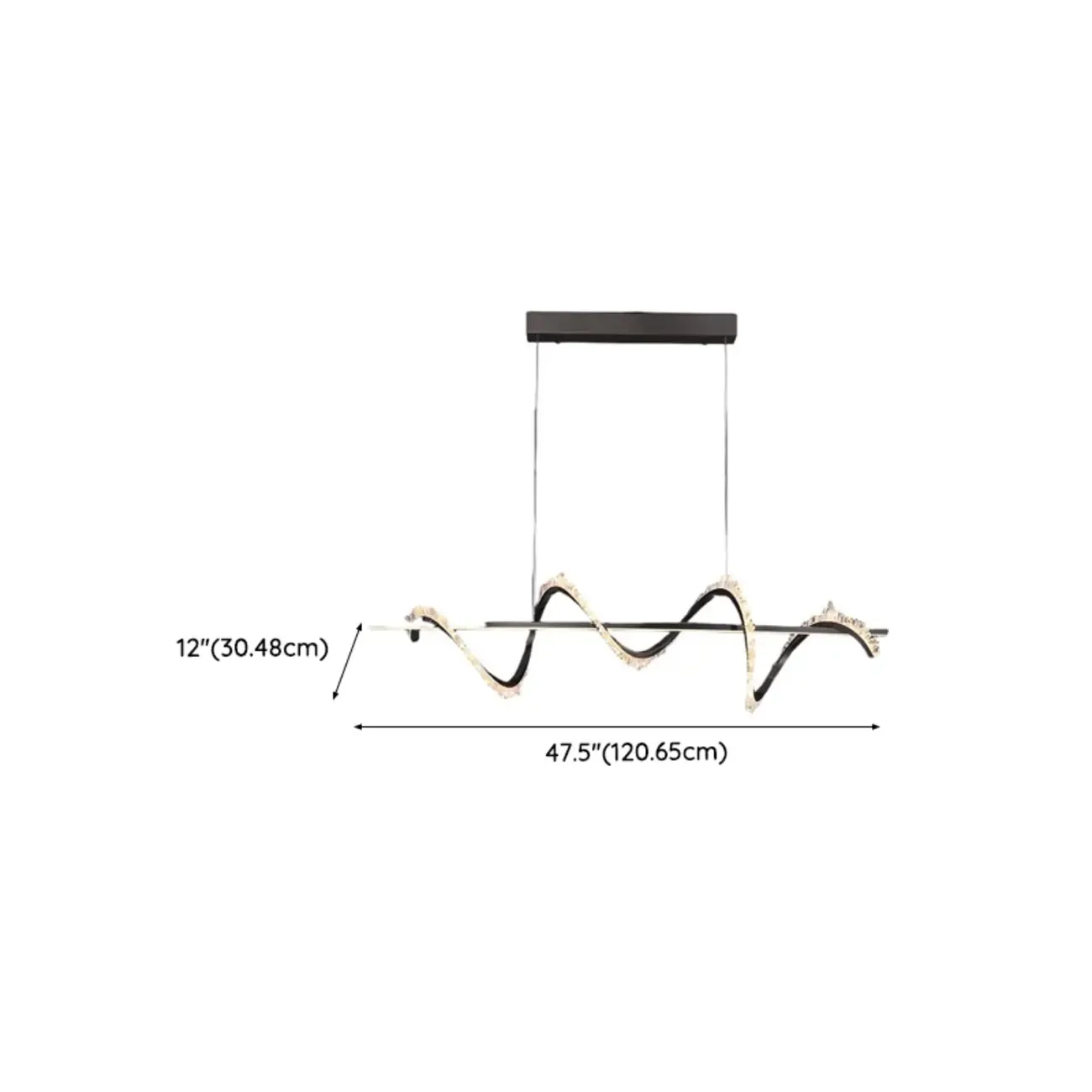 Swirl 2-Light Linear Crystal Black Pendant Light for Kitchen Image - 10