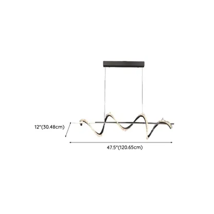Swirl 2-Light Linear Crystal Black Pendant Light for Kitchen Image - 10