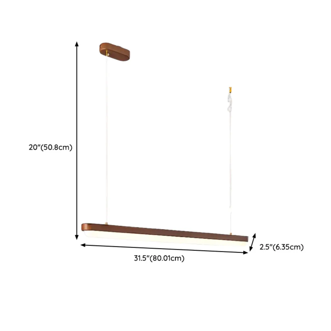 Modern Brown Linear Island Pendant Light with Thread Mount Image - 9 | homeyfad