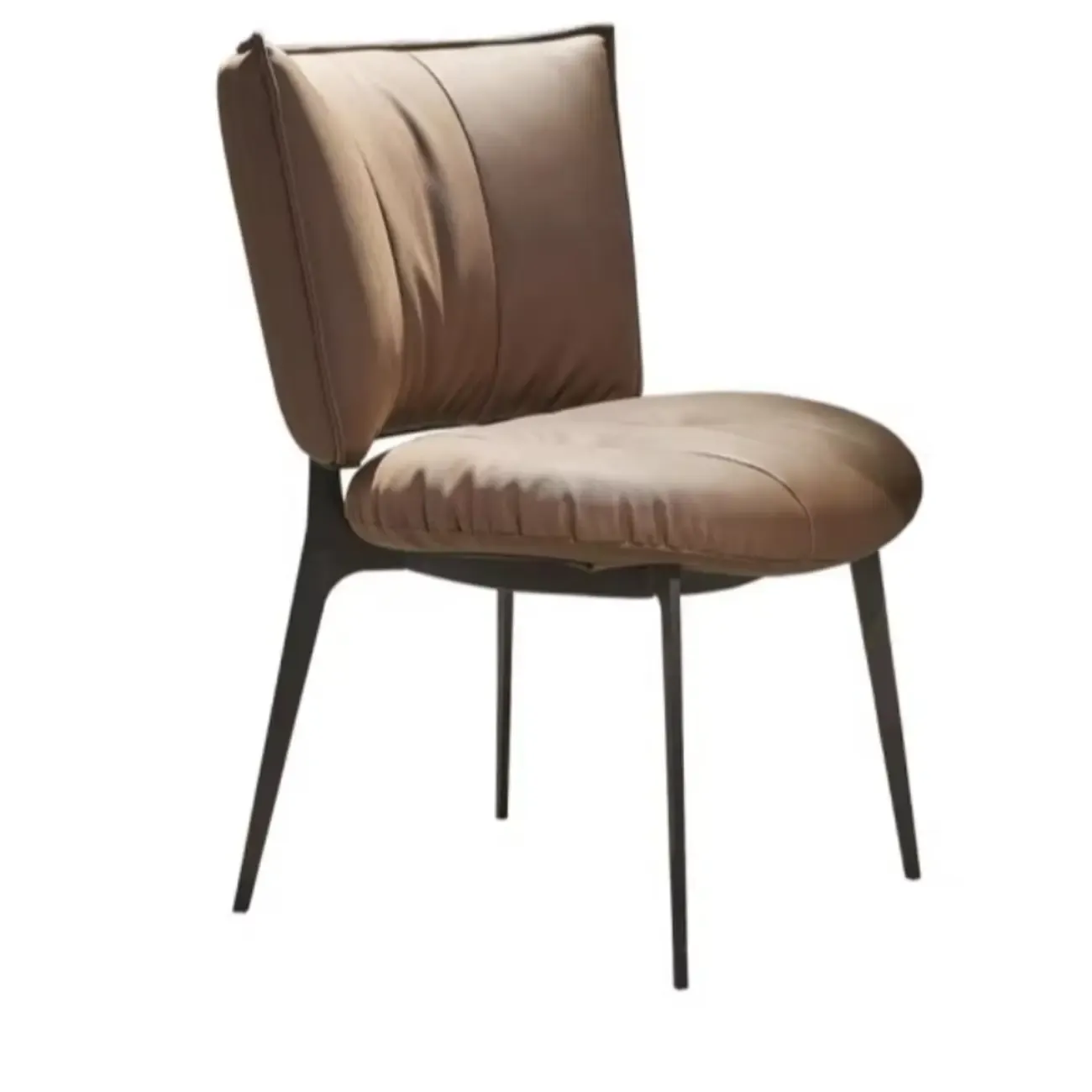 Modern Leather Low Back Dining Chair with Alloy Legs Image - 7