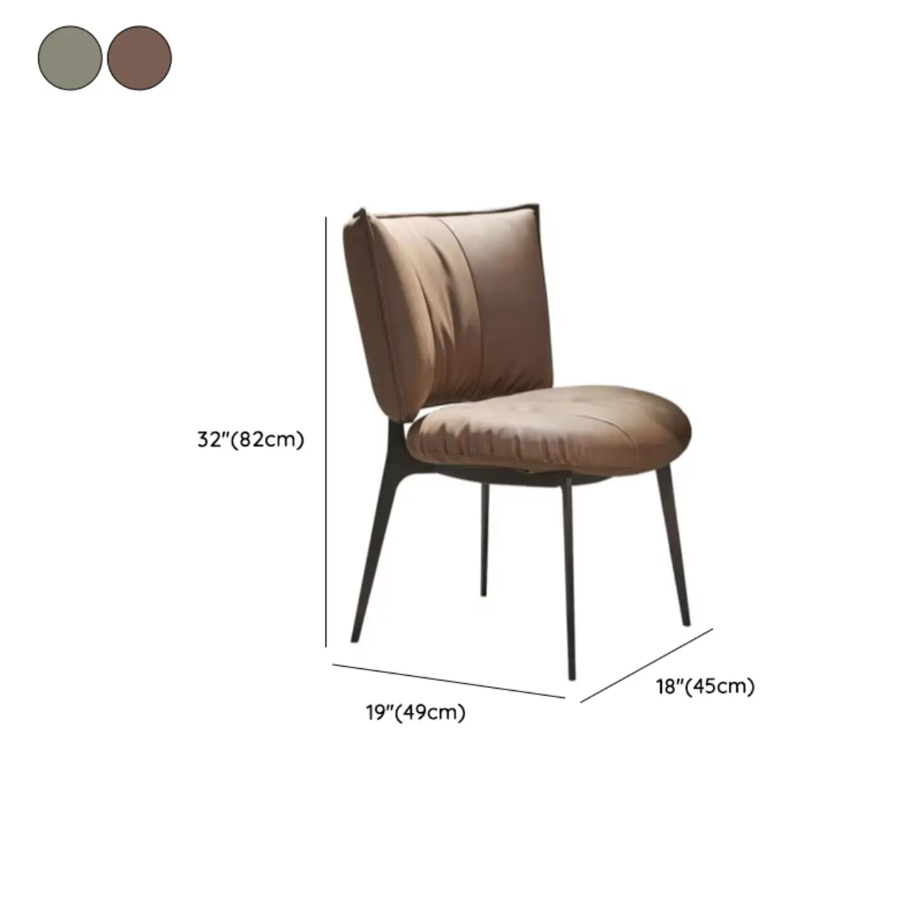 Modern Leather Low Back Dining Chair with Alloy Legs #size | homeyfad