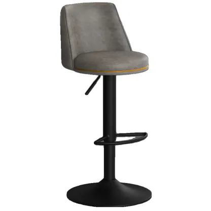 Leather Upholstered Backrest Adjustable Swivel Bar Stool Image - 10