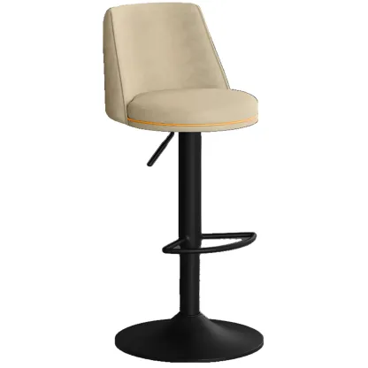 Leather Upholstered Backrest Adjustable Swivel Bar Stool Image - 11