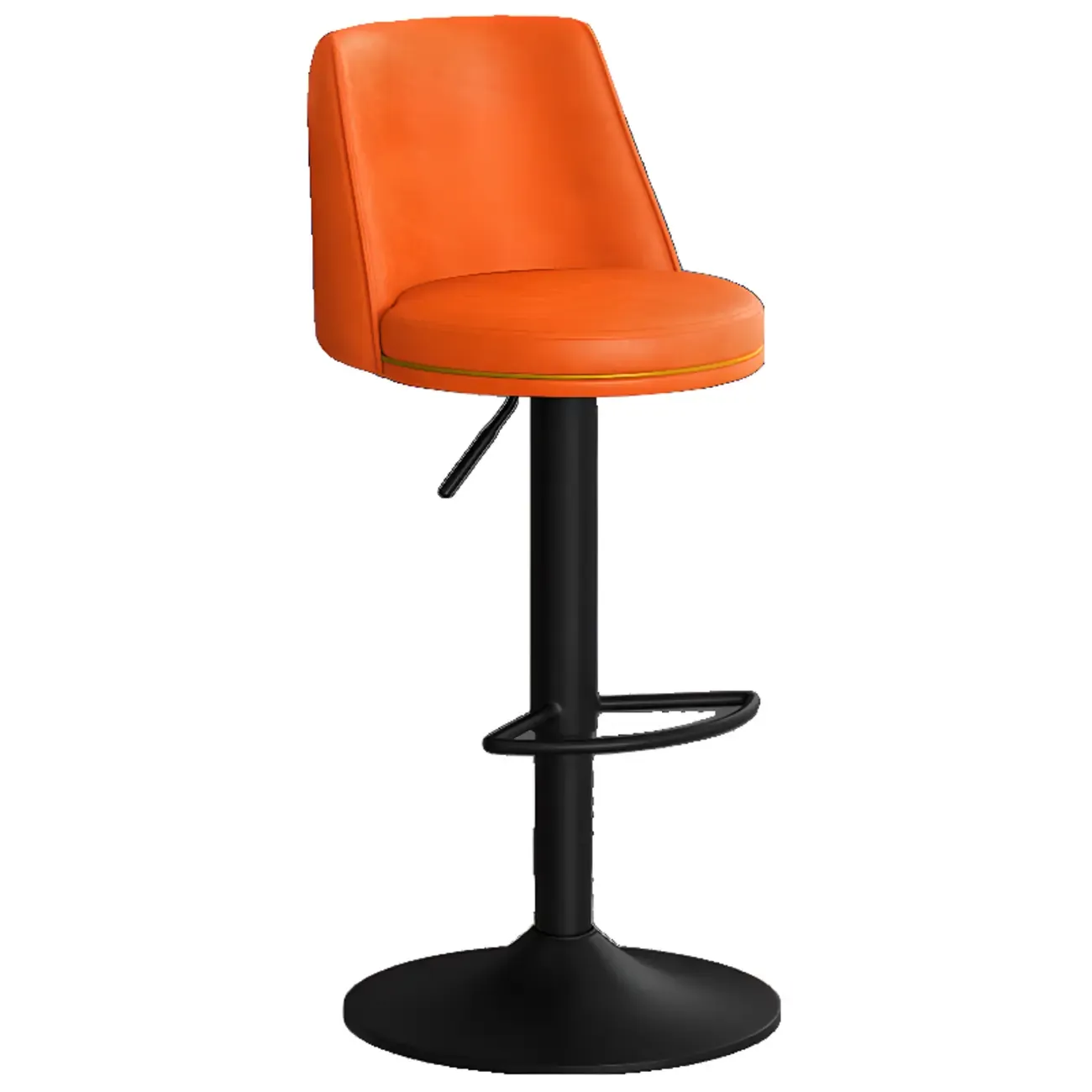 Leather Upholstered Backrest Adjustable Swivel Bar Stool Image - 12