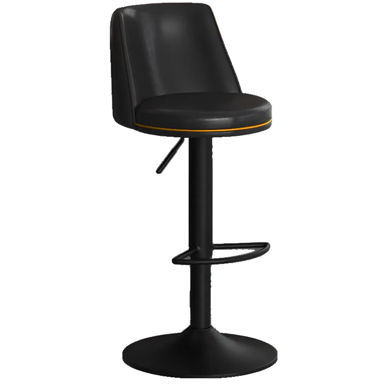 Leather Upholstered Backrest Adjustable Swivel Bar Stool Image - 13