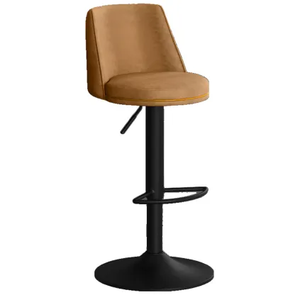 Leather Upholstered Backrest Adjustable Swivel Bar Stool Image - 15