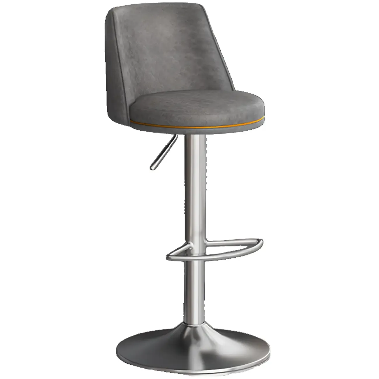 Leather Upholstered Backrest Adjustable Swivel Bar Stool Image - 16