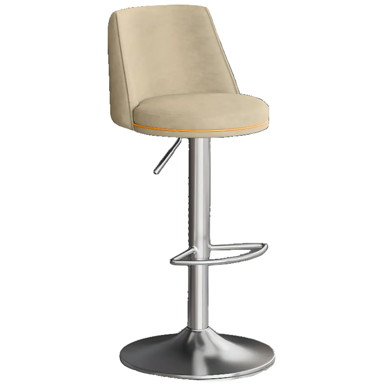 Leather Upholstered Backrest Adjustable Swivel Bar Stool Image - 17