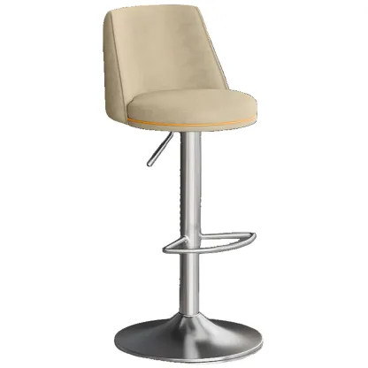 Leather Upholstered Backrest Adjustable Swivel Bar Stool Image - 17