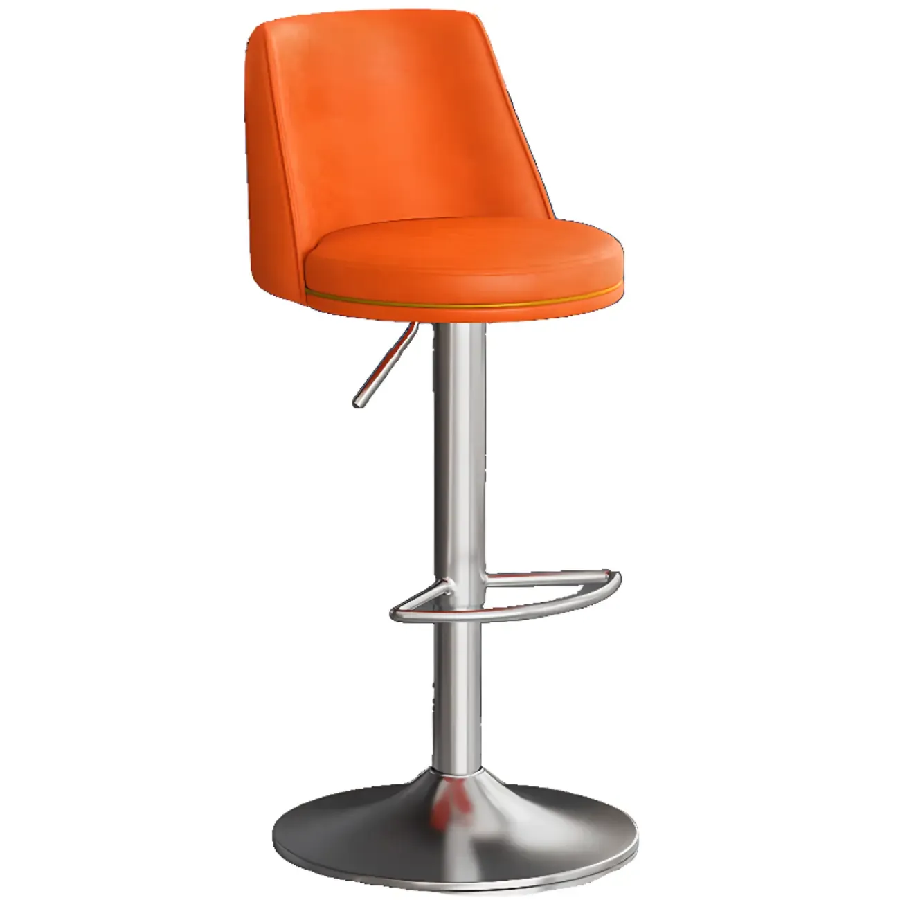 Leather Upholstered Backrest Adjustable Swivel Bar Stool Image - 18
