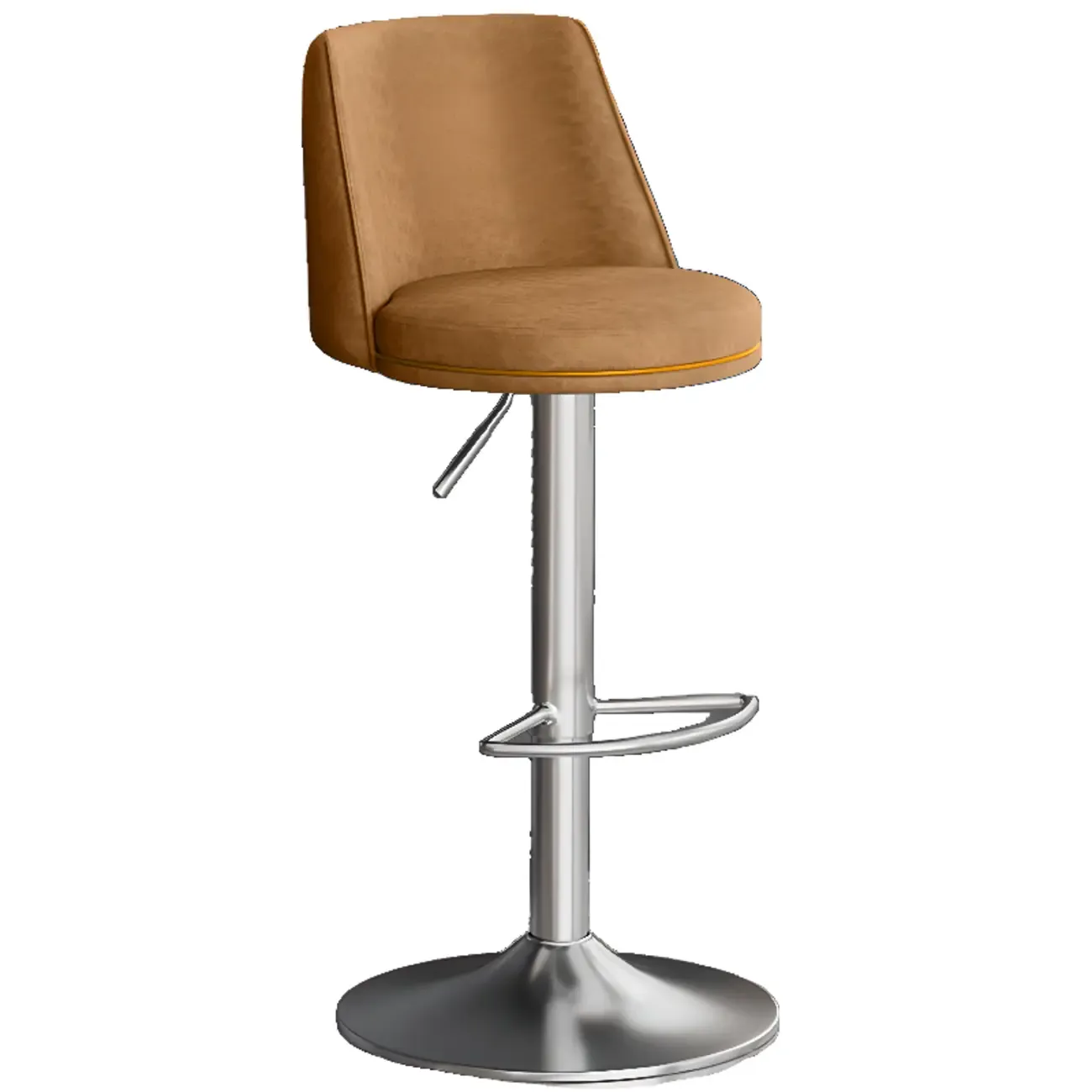 Leather Upholstered Backrest Adjustable Swivel Bar Stool Image - 19