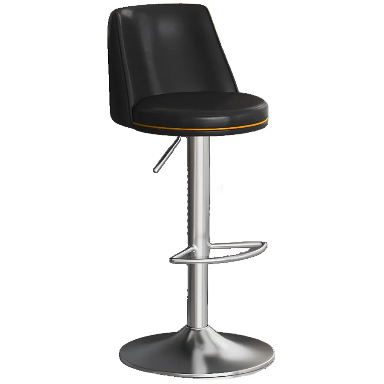 Leather Upholstered Backrest Adjustable Swivel Bar Stool Image - 20