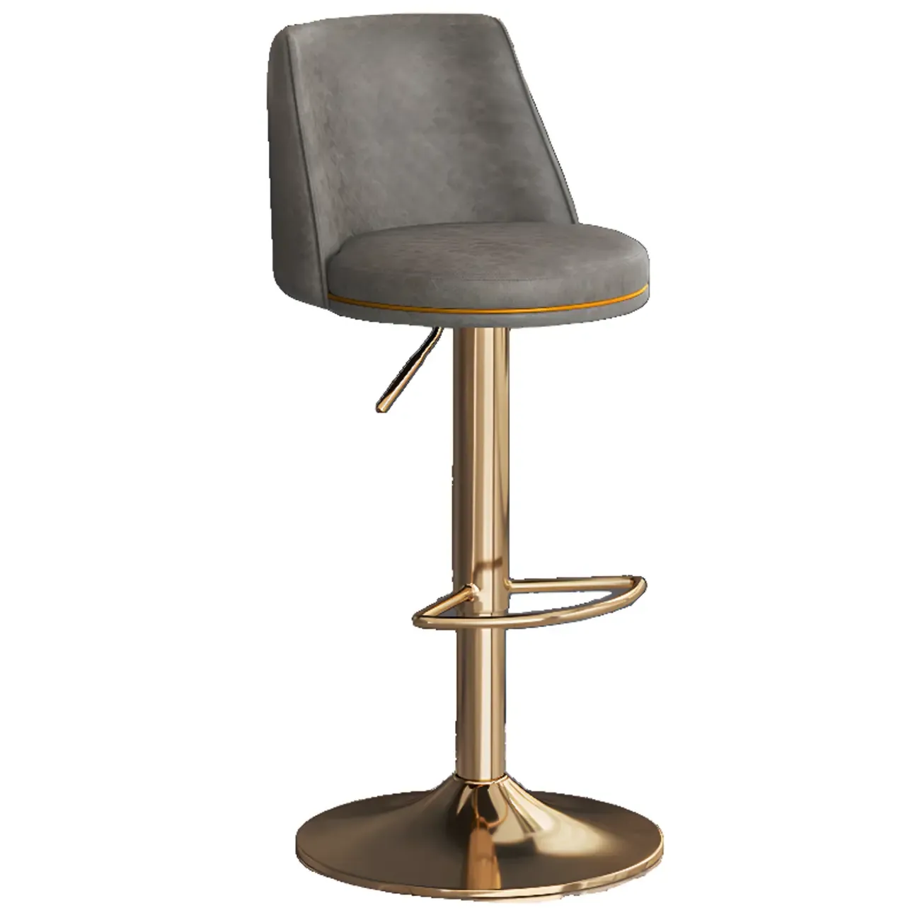 Leather Upholstered Backrest Adjustable Swivel Bar Stool Image - 22