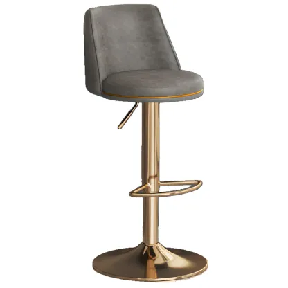 Leather Upholstered Backrest Adjustable Swivel Bar Stool Image - 22