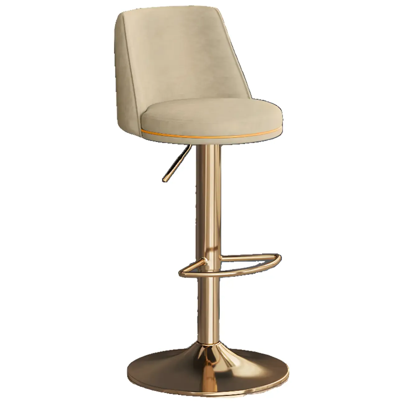 Leather Upholstered Backrest Adjustable Swivel Bar Stool Image - 23