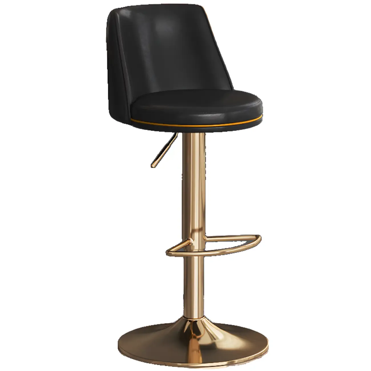 Leather Upholstered Backrest Adjustable Swivel Bar Stool Image - 25