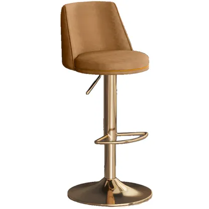 Leather Upholstered Backrest Adjustable Swivel Bar Stool Image - 26