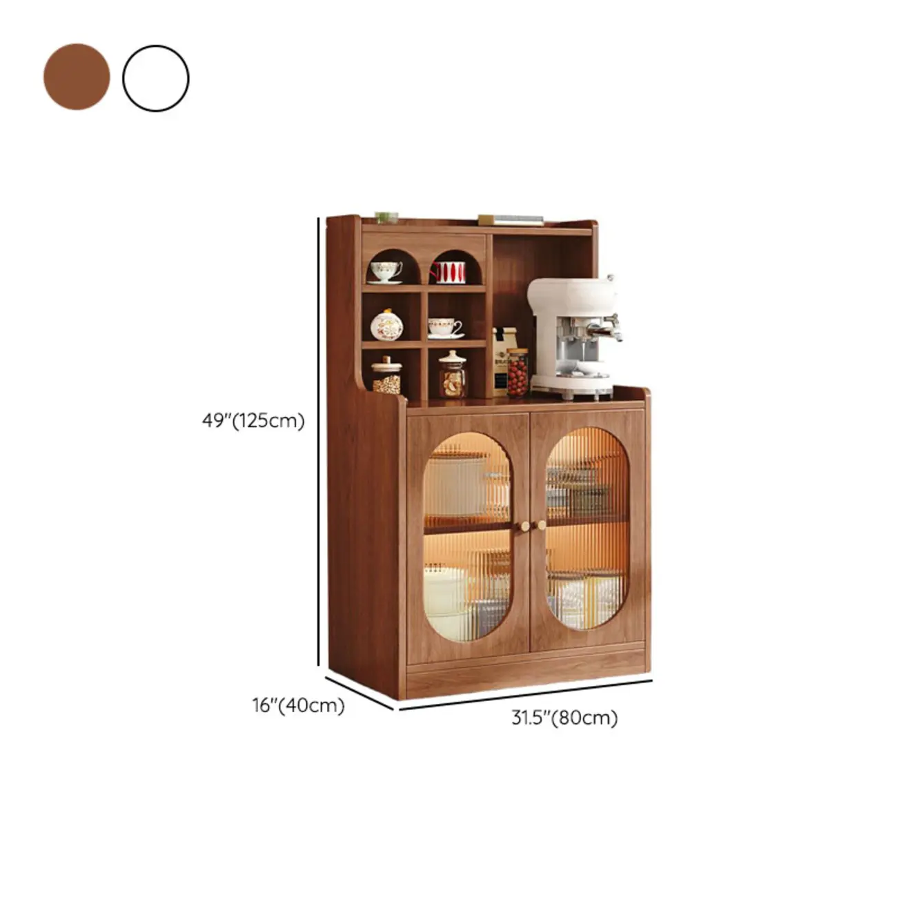 Oak Wood Open Storage Kitchen Sideboard with Cubbies #size | homeyfad