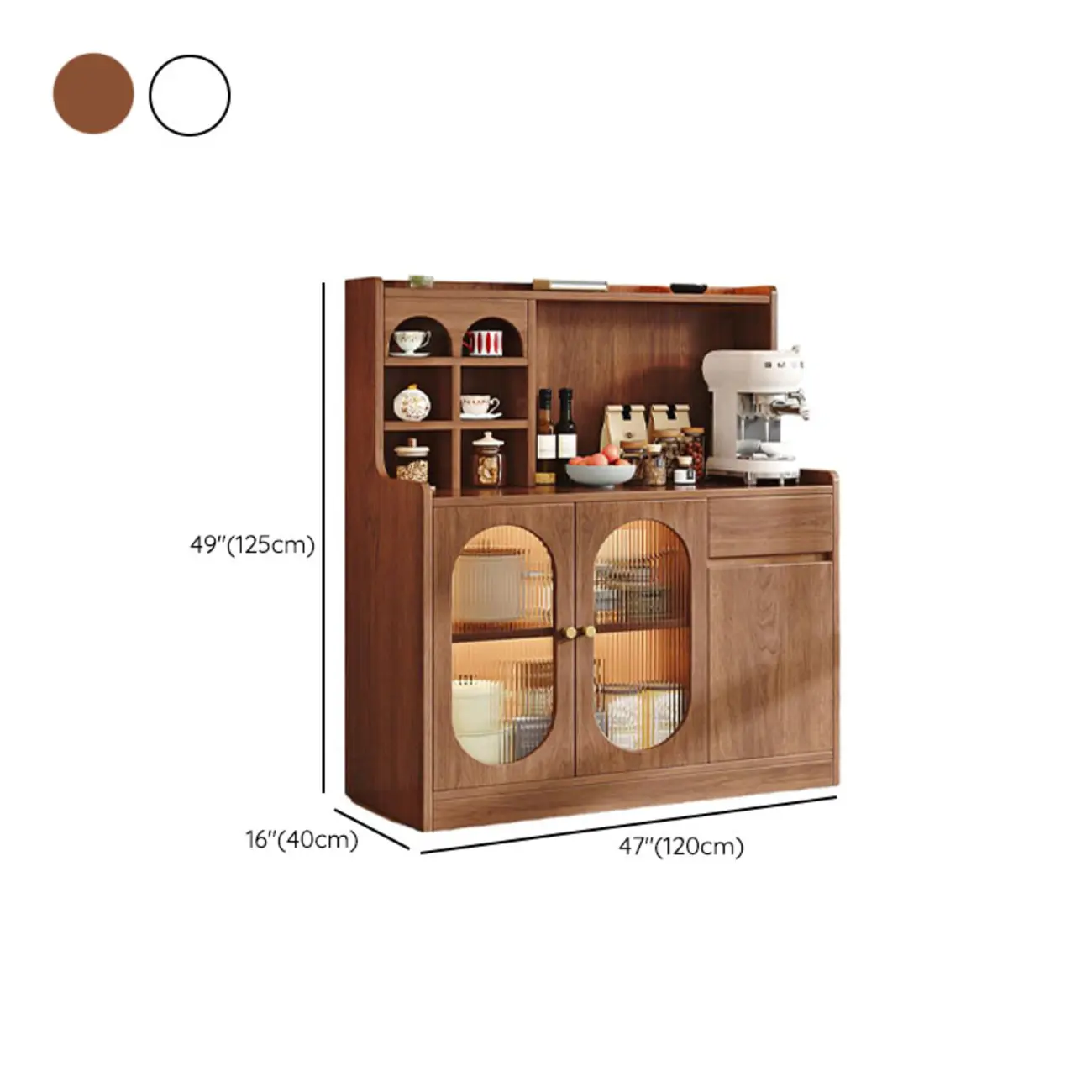 Oak Wood Open Storage Kitchen Sideboard with Cubbies Image - 17 | homeyfad