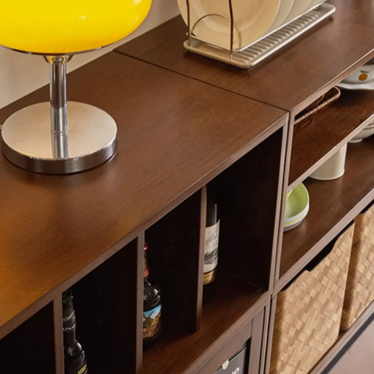 Contemporary Walnut Wood Cube Storage Bookcase Image - 12 | homeyfad