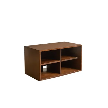 Contemporary Walnut Wood Cube Storage Bookcase Image - 21