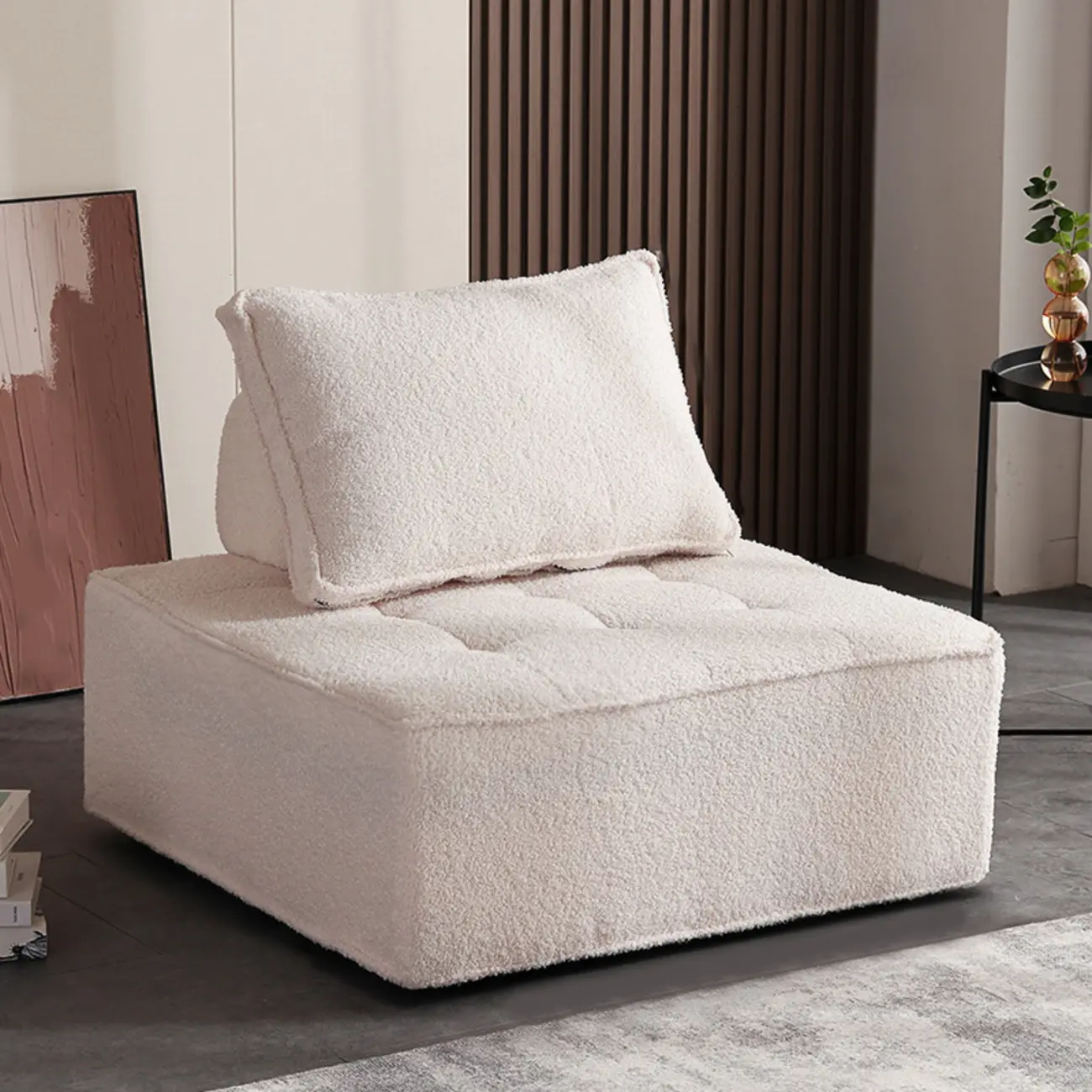 Lazy Modern Square Mohair Modular Sofa Armless Image - 2 | homeyfad