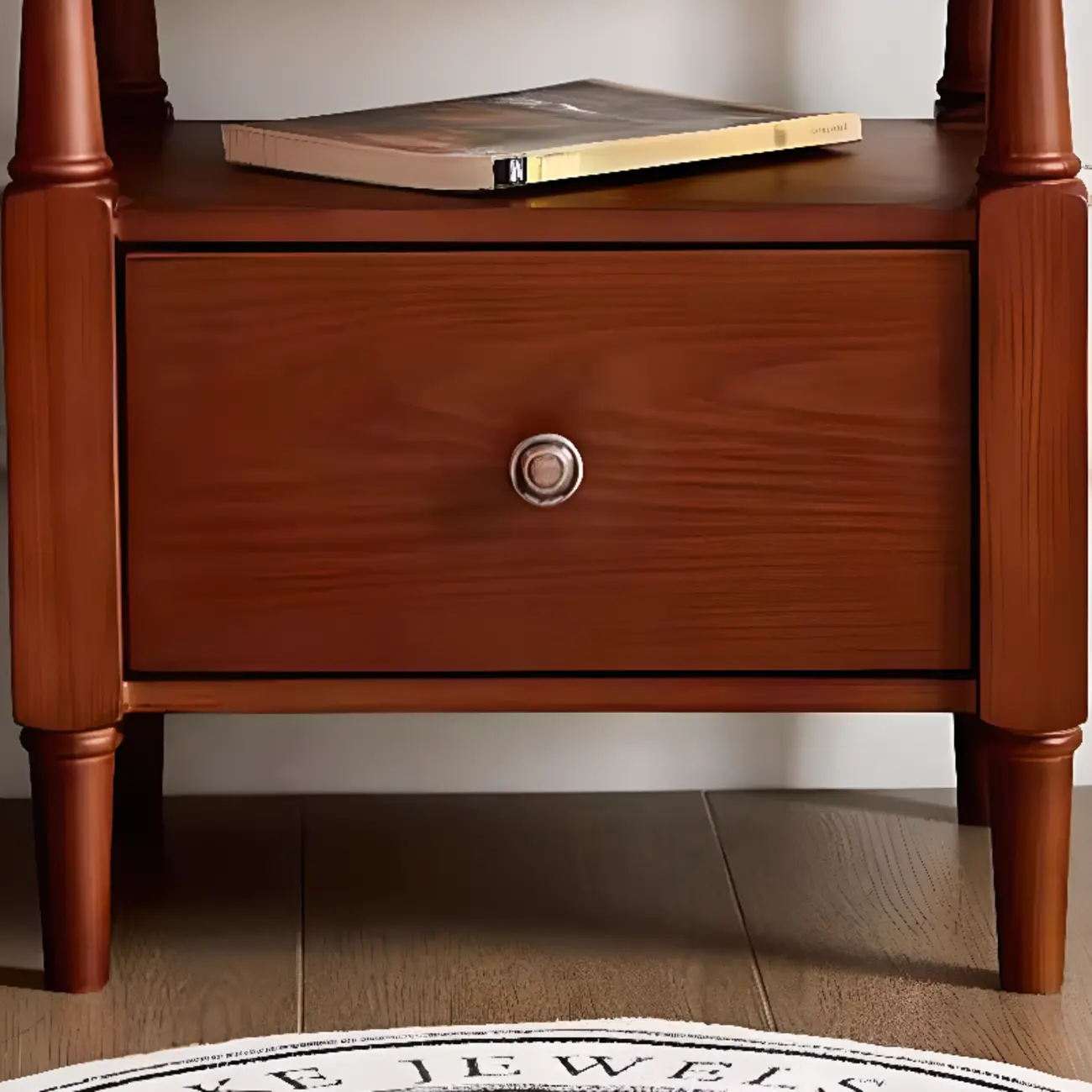 French Country Black 2 Drawers Wooden Nightstand Image - 8 | homeyfad