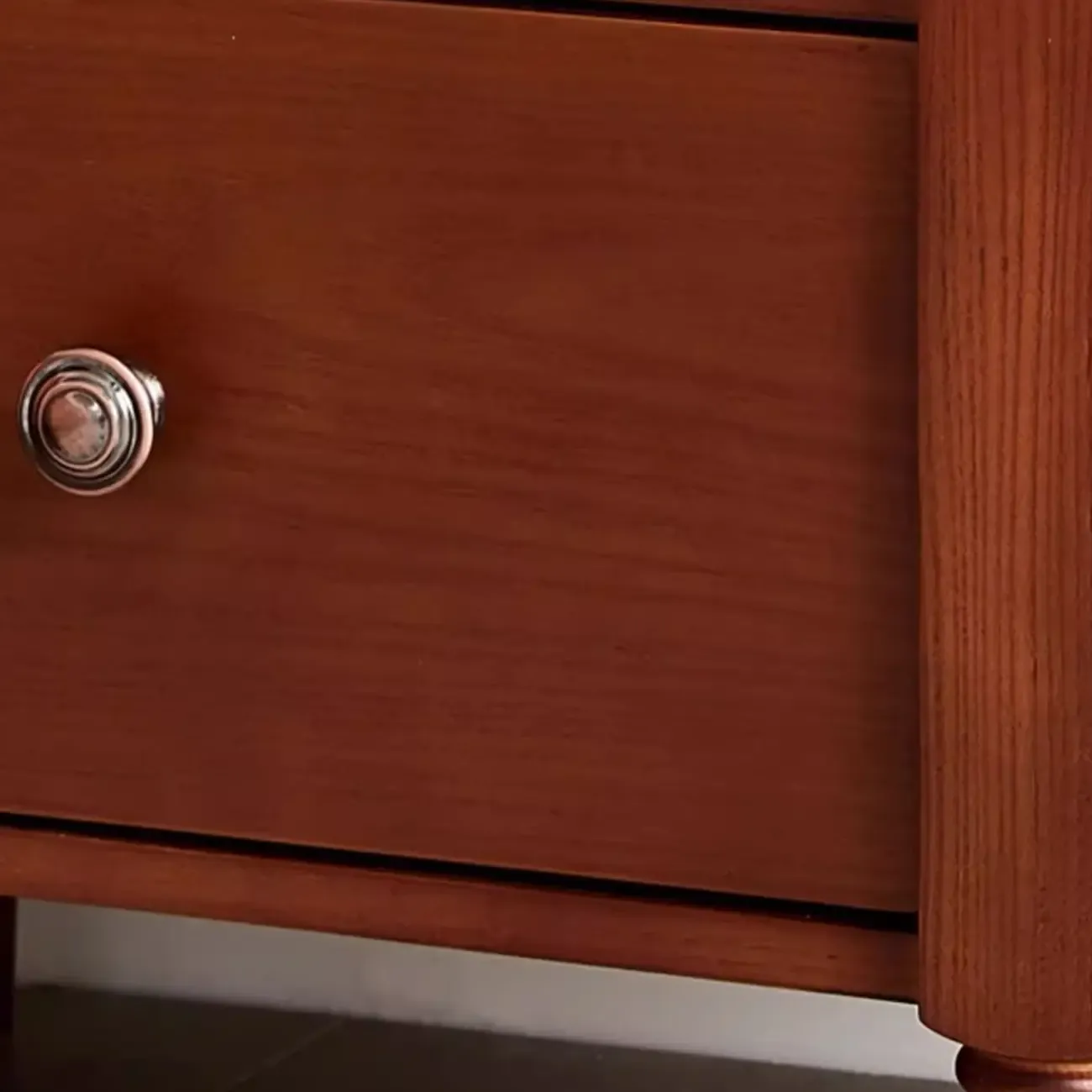 French Country Black 2 Drawers Wooden Nightstand Image - 9