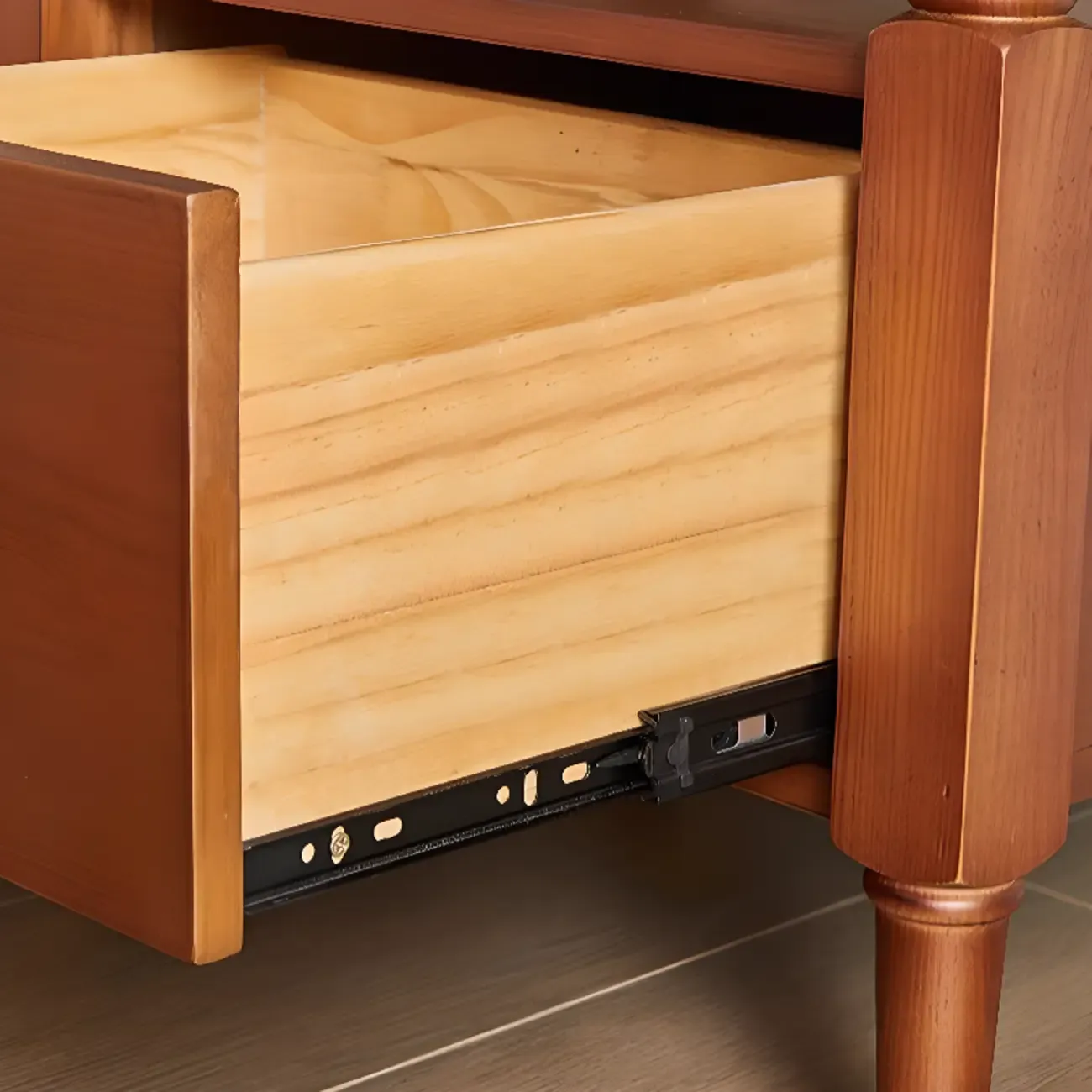 French Country Black 2 Drawers Wooden Nightstand Image - 11