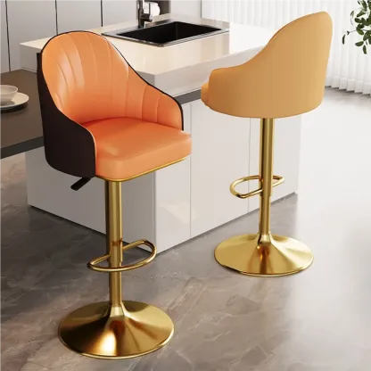Low Back Adjustable Modern Leather Swivel Bar Stool Image - 8